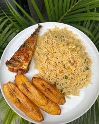 Chinese Fried Rice, plantain, and Titus Fish 